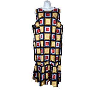 Kate Spade Flounce Hem Sheath Dress Size 16 Blocks of Color Sleeveless Stylish
